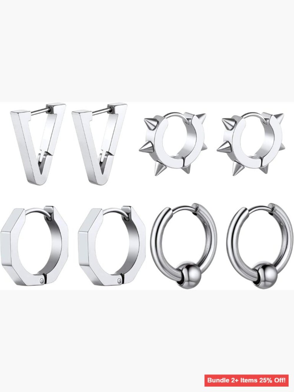 316L Stainless Steel Hoop Earrings Hypoallergenic Punk Statement Gift Box